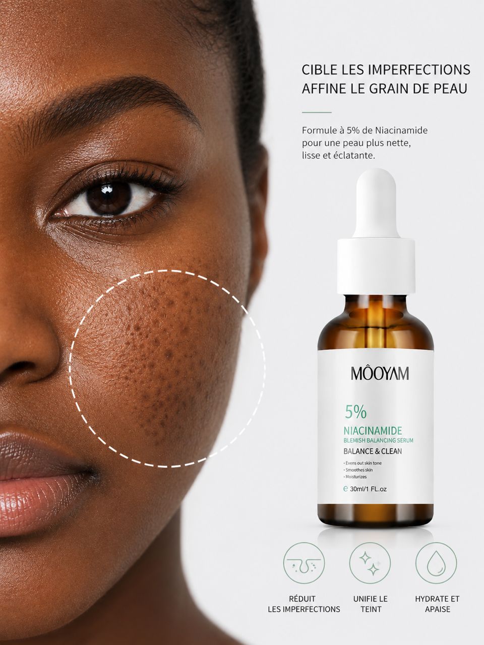 Sérum Niacinamide 5% Anti-Imperfections & Éclat™_
MÔOYAM 30 ml